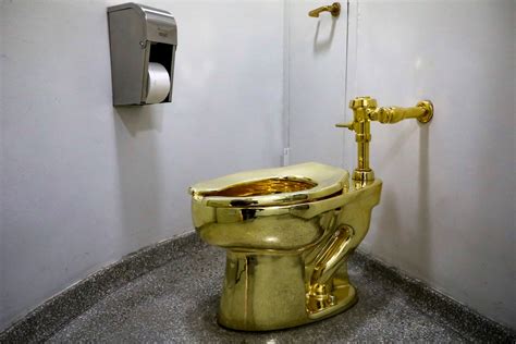 Maurizio Cattelans “america” A Fully Functional Solid Gold Toilet Is