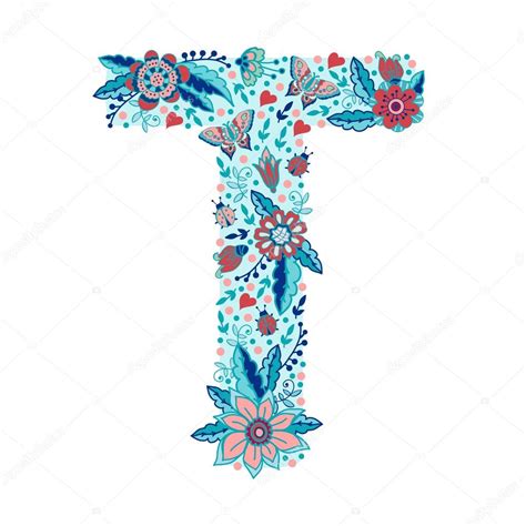Floral Alphabet Letter T — Stock Vector © Annart 72249257