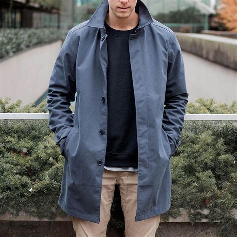 The Demarco In Storm Color Waterproof Mac Coat With A Removable Hood
