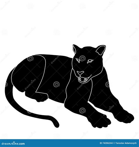 Leopard Lying Black Silhouette Stock Vector Illustration Of Motion