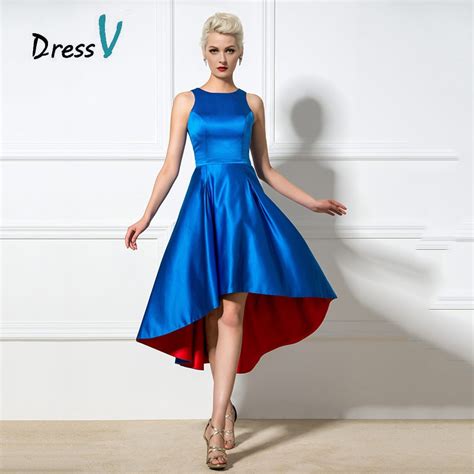 Eye Catching Blue And Red Cocktail Dresses A Line Jewel Asymmetric
