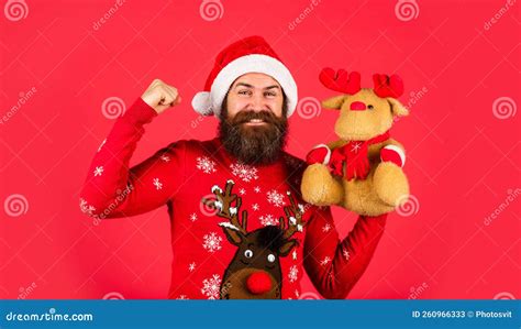 Great Present Christmas Online Shopping Brutal Man Hold Reindeer Toy Winter Holiday Party