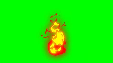 Hand Drawn Cartoon Fire Animation On Green Screen Background Video Fire
