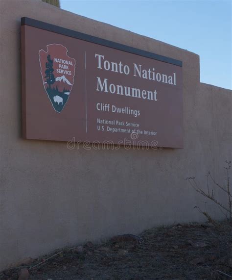 Vertical Of Tonto National Monument Sign In Arizona Editorial Photo