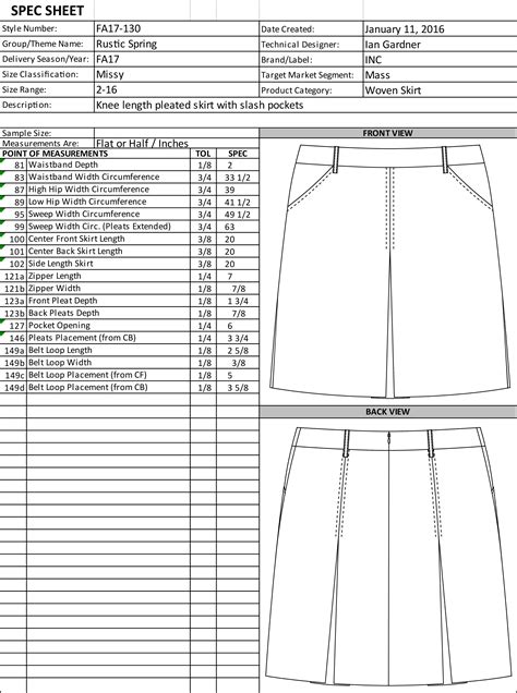 8 Garment Spec Sheet Template Excel Template Guru