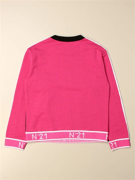 N° 21 Outlet N ° 21 Crewneck Sweater In Cotton With Logo Pink N