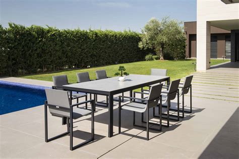 These durable and comfy patio sets include seating for two as well as options for outdoor coffee tables, dining tables, and more. Fermo Dining Table set with 8 Chairs - Charcoal | Garden ...