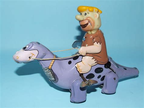 Barney Rubble Riding Dino Tin Windup Flintstones Toy This And Many