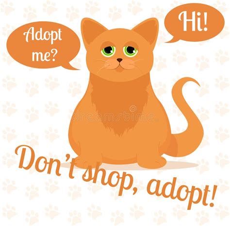 Cat In A Cartoon Style Do Not Shop Adopt Stock Illustration