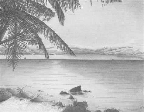 gambar hitam putih pemandangan pantai kumpulan gambar pemandangan