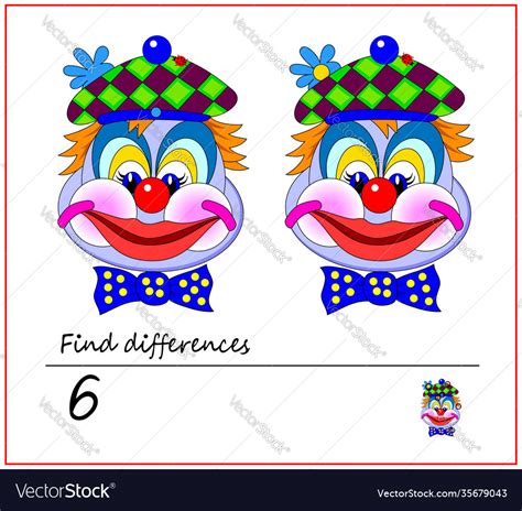 Find 6 Differences Logic Puzzle Game For Children Vector Image