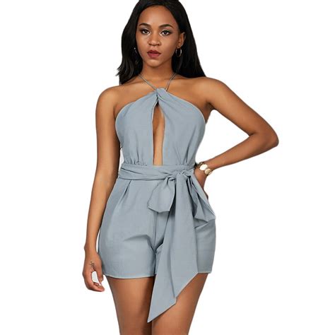 Summer Beach Rompers Sleeveless Women Jumpsuit Ladies Sexy Vertical Solid Spaghetti Strap