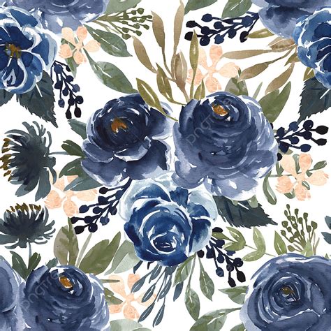Navy Blue Watercolor Flowers