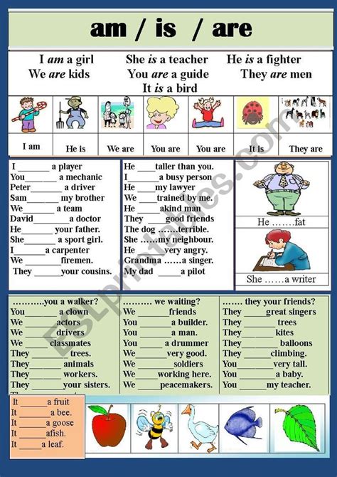 Fill The Gaps With Am Is Are Grammar Worksheets Worksheets Adverbs English