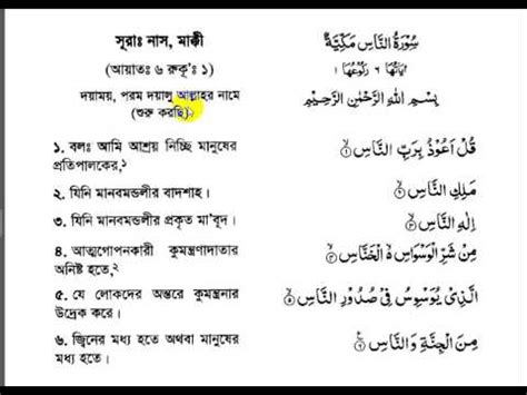 Contextual translation of regional meaning into bengali. Surah Al Nas Bangla Translation - Gbodhi