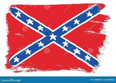 Confederate Flag Vector Hand Painted With Rounded Brush Stock Vector