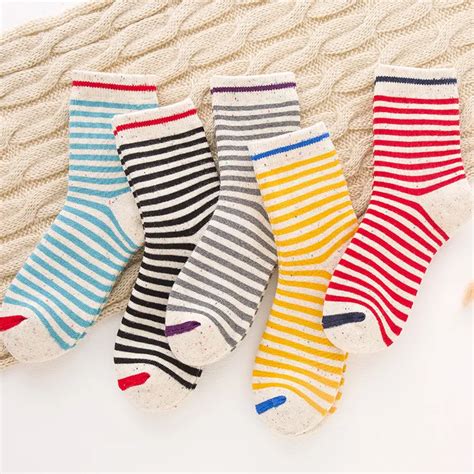 Cosplacoolstriped Some Yarn Happy Socks Women Japan Warm Socks Harajuku Casual Terry Meias