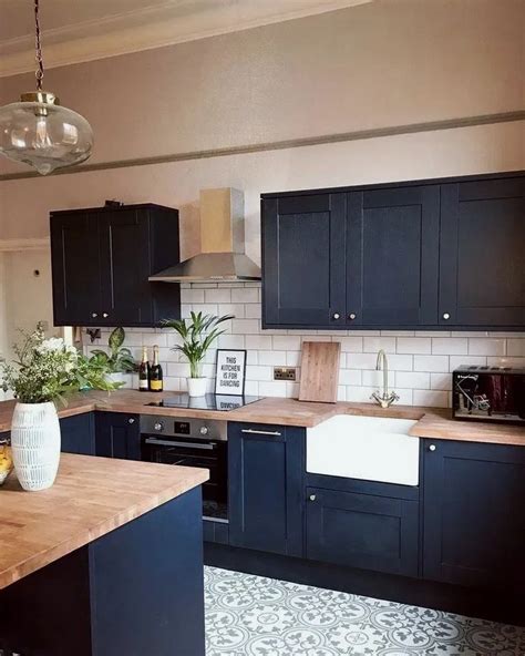 Blue Kitchen Cabinets On Pinterest Navy Kitchen Ideas To Add An