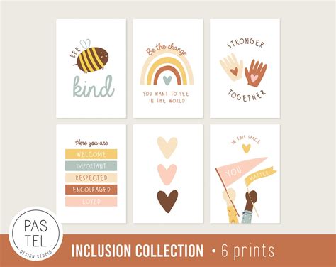 Diversity Inclusion Poster Set Of 6 Diversity Poster Classroom Etsy