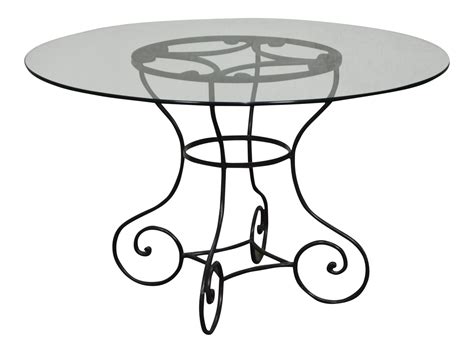 Custom Wrought Iron Base 48 Round Glass Top Dining Table Chairish