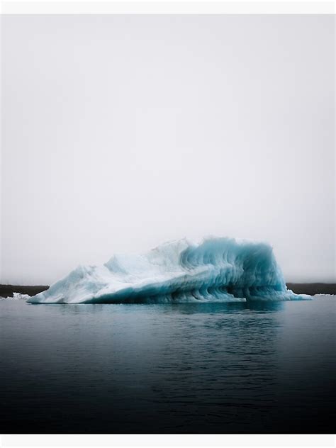 Minimalist Moody Iceberg In Icelands Glacier Lagoon Landscape