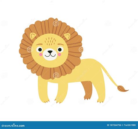 Cute Lion Character Simple Cartoon Vector Style Illustration Of