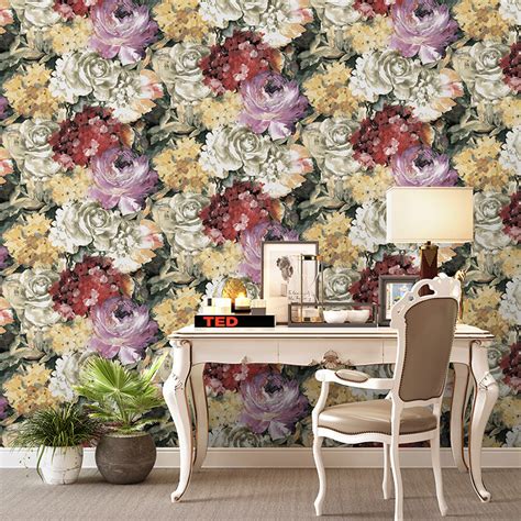 American Flowers Wallcovering Pastoral Floral Wallpaper Bvm Home