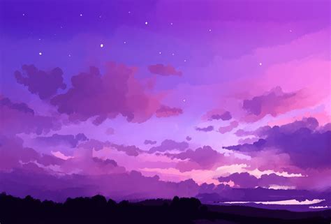 Aesthetic Purple Anime Sky Kawaii Sky Wallpapers Top Free Kawaii Sky