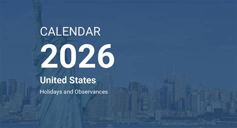 Year 2026 Calendar United States