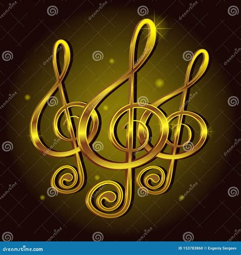 Gold Treble Clef Music Sign Note Decorative Icon Element Vector Image
