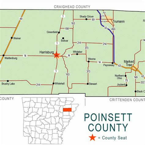 Poinsett County Map Encyclopedia Of Arkansas