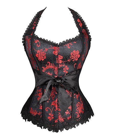 Daisy Corsets Black And Red Brocade Halter Corset Plus Too Zulily