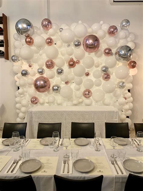 White Rose Gold And Silver Wall Rose Gold Party Theme Rose Gold