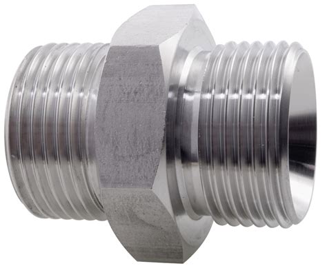 1 8 BSPP 60 CONE X 1 8 NPT MALE MALE HEXAGON NIPPLE 316 STAINLESS