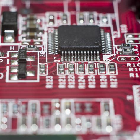 Close Up Of Electronic Circuits In Technology On Mainboard Stock Photo