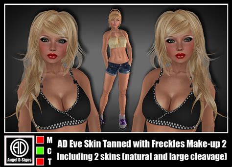 Second Life Marketplace Ad Eve Skin Tanned With Freckles Make Up 2