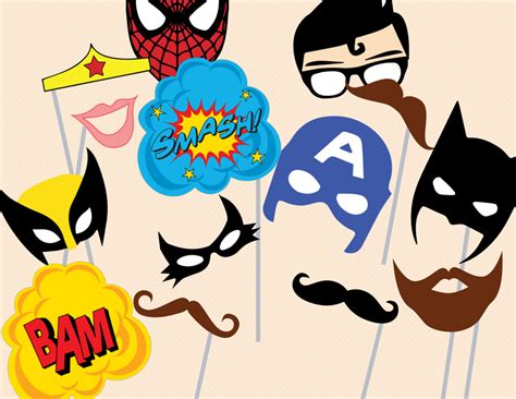 Superhero Photo Booth Props Magical Printable