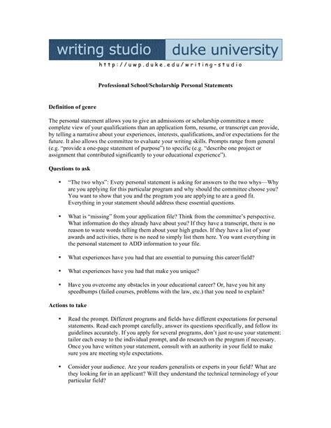 Personal Statement Format For Scholarship Templates At