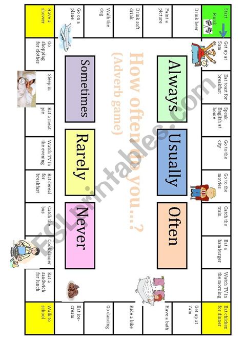 Adverbs Of Frequency Board Game Esl Worksheet By Agob1991