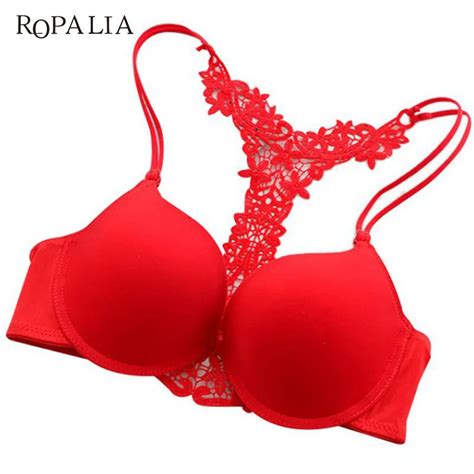 Ropalia Push Up Bra Sexy Lace Women Underwear Front Closure Hollow Back Bralette Lady Underwear