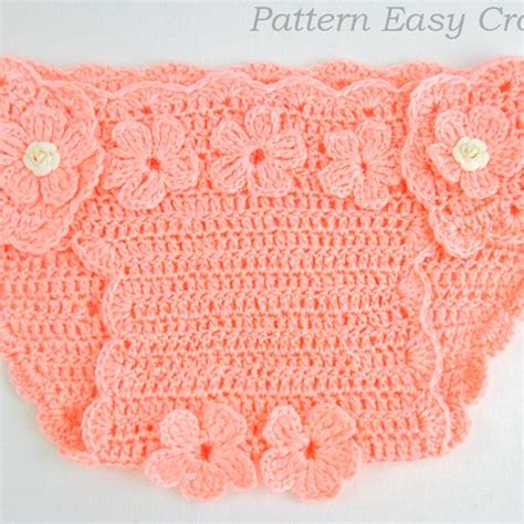 Crochet Pattern Baby Diaper Cover Floral Instant Download Etsy