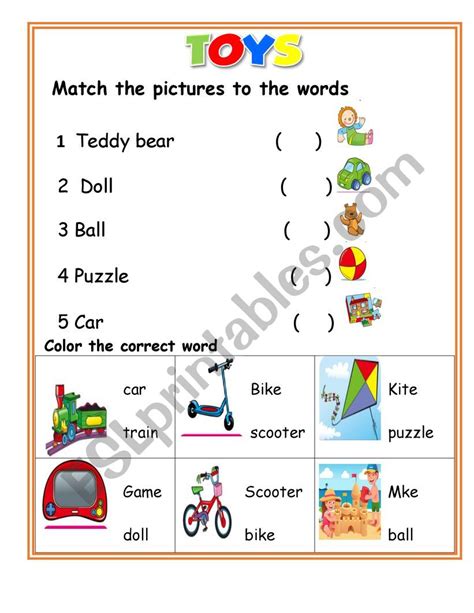 Toys Vocabulary Activity Esl Worksheet By Martha Ortega