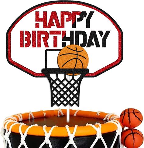 Basketball Cake Topper Happy Birthday Sign Cake Decorations For Basketball Ball