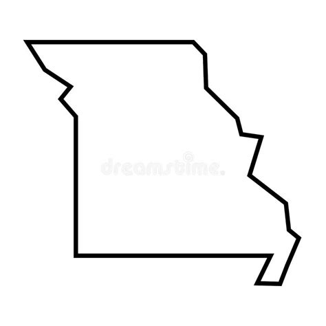 Missouri Black Outline Map State Of Usa Stock Vector Illustration Of