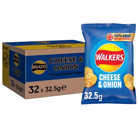 Walkers Cheese And Onion Vegetarian Crisps Box Made With 100 Percent