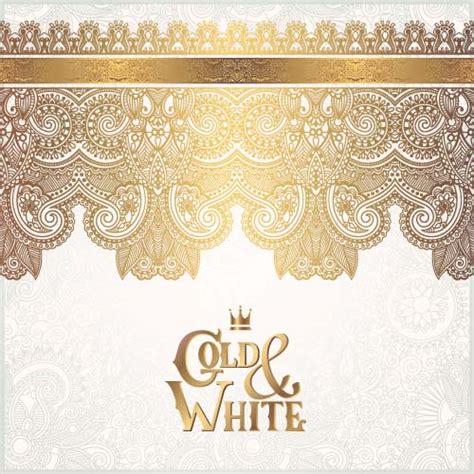 Gold Lace With White Ornaments Background Vector 10 Free Download