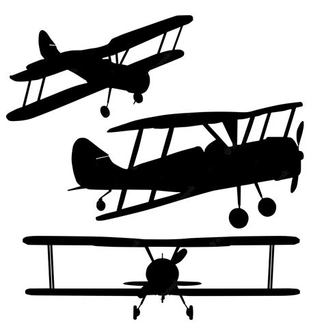 Premium Vector Biplane Silhouette Set Vector Illustration