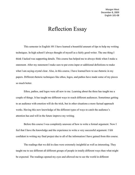 Example Of Reflection 1 English Sba Csec English Sba Reflection 1