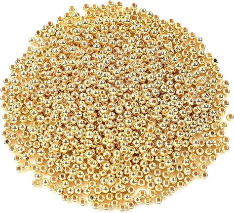1200pcs 4mm Smooth Round Beads Gold Spacer Loose Ball Beads For Bracelet Jewelry Making Craft