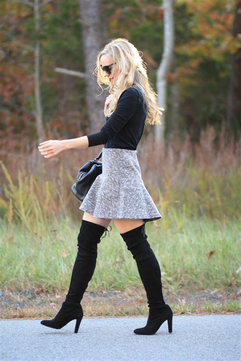 Coveted Black Turtleneck Tweed Flounce Skirt Otk Boots Meagan